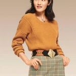 CAbi  #3537 StepUp Pullover Chunky Knit Mustard Sweater Photo 0