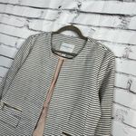 Katherine Barclay Striped Open Front Blazer Jacket Black White Women’s L Neutral Photo 6