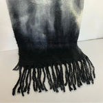 Steve Madden Tie Dyed Scarf Fringe Super Soft Long Scarf Black Gray Fleece Photo 5