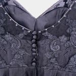 Azazie  Women's Laced Mesh Short Sleeve Sweetheart Neck‎ Maxi Dress Black Size A2 Photo 3