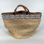 Anthropologie Beaded Tanzana Jute Bag Tote Basket Large Photo 3