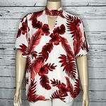 Purple Rain NWT Size 2X Tropical Floral Print Choker Neckline Sheer Blouse Top Photo 0