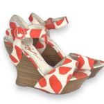 Alice + Olivia Orange and White Y2K polka Dot wedges size 38 Photo 0