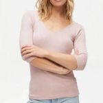 Michael Stars 💕💕 Cari V-Neck Shimmer Shine Tee ~ Rose Light Pink One Size NWOT Photo 0