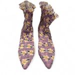 Amy Crookes Marte Purple Yellow Floral Print Ankle Boots Pointed Toe IT 37/US 7 Photo 9