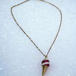 Simone I. Smith Sterling Pink Clear Crystal Ice Cream Cone Pendant Necklace $900 Photo 4