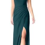 Azazie Pine Green Halter Gown Photo 0