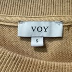 Voy Two Toned Ribbon Bow Ruffle Flutter Sleeve Tan Sweatshirt Whimsical Top S Photo 4