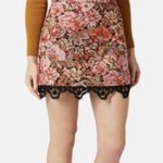 Topshop  Tapestry Floral Rose Jacquard Crochet Mini Skirt Carpet Lace Pink 6 Photo 4