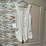Topshop linen blend shorts romper jumpsuit beige Sz US 10 Photo 2