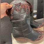 Cowboy snake print Black and Brown Western Boots Size 7 Photo 5