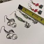 Flamingo Lot Of 3 Earrings Pierced Animals - Dangle Frog / Dog / Bird Photo 10