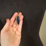 💜 Francesca's Collections Blue and Gold Agate Slice Necklace Photo 1