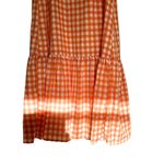 Emory park Orange White Gingham Puff Sleeve Midi Tie Waist Dress Size Small Photo 4