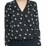 Cooper and Ella 𝅺euc  faux wrap Surplice ikat heart print blouse sz medium Photo 0