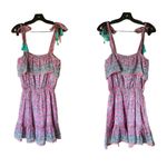 Bell by Alicia Bell Floral Mini Sundress Tassel Bead Cotton Silk Pink Teal S EUC Photo 1