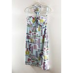 J. McLaughlin Fish Print Halter Tie Neck Mini Knee Length Dress Blue Medium Photo 10