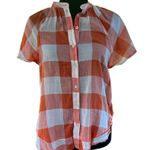 Maeve Anthropologie Orange And White Gingham Flare Sleeve Blouse Size XS Photo 2