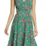 Yumi Kim Anthro Vienna Silk Floral Print A-Line Dress Dandelion Emerald 4 New Photo 0