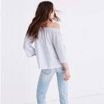 Madewell Clean Off-the-Shoulder Swing Top Shirt in Blue & White Stripe Size XXS Photo 4
