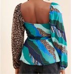 Hutch Anthropologie Women’s Oli Blue Leopard Mixed Print Long Sleeve Wrap Blouse Photo 5