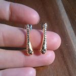 Simulated White Diamond Stainless Steel and Brass Earrings Photo 8