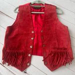 Scullly Red Genuine Leather Fringe Vest Coachella, Cowgirl, Rodeo Women’s 10 Photo 0