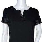 Talbots Dress Womens 8 Petite Black Sheath Vegan Leather Accents Career Minimal Photo 5