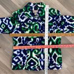 Chico's Chico’s Floral Ikat Stretch Cotton Jacket Blue Green Small 3/4 Sleeve Photo 10