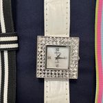 Gruen Silvertone Square Watch with Interchangeable Leather Straps Black Photo 2