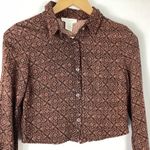 Kirious  Los Angeles Cropped Button Down Shirt Small Brown Photo 1