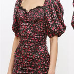 For Love & Lemons  Melrose Ruched Puff Sleeve‎ Mini Dress Satin Multicolor Size M Photo 0