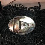 Black & Silver VINTAGE Oval Metal Rhinestone Belt Buckle Photo 1