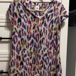 CAbi  Colorful Feather Print Short Sleeve Top Photo 0