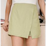 Lulus NEW Lulu’s Light Green Overlapping Linen Blend Mini Skort Women’s Large Photo 0