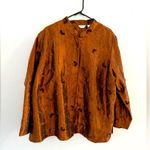 Laura Ashley VTG  Button Down Pattern Shiny Blouse Long Sleeve Brown Size XL 2X Photo 0