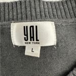 Revolve YAL New York Gray Stripe Sleeve Layered Faux Shirt Hem Sweater Size Large Photo 2