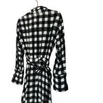 MARRISA WEBB Women's Black & White Gingham Plaid Wrap Midi Dress Size Medium Photo 5