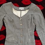 Paris Blues Vintage 80s 90s black white gingham denim long sleeve dress S Photo 1