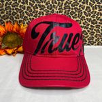 True Religion ⭐️NWT⭐️ Red/Black Script Adjustable Baseball Hat | OSFA | Photo 0