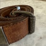 Dr. Martens Vintage Brown Leather Belt Silver Logo Stamped Buckle Size 32 Photo 1