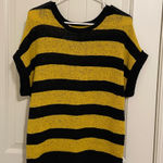 Andrea Jovine EUC Workshop  women’s black‎ yellow stripe thick knit sweater large Photo 0