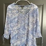 Missoni Women’s Blue Floral 3/4 Sleeve tie Blouse Y2k 90s Size XL 100% Silk Photo 0
