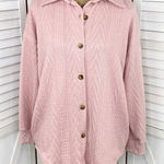 7th Ray ‎ Cable Knit Button Front Shirt Jacket Shacket Pink Small Photo 0