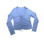 & Other Stories & Other Stories ruched fitted drawstring neck gatherd long sleeve blue top Large Photo 2