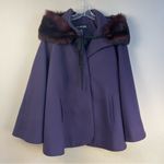 Lane Bryant  Retro Chic Plum Purple Pea Coat Cape Jacket Faux Fur Size 1X 14/16 Photo 0