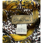 Cote‎ de France Vintage Silk Blouse Animal Print Baroque Top Women Size Large Gold Photo 7