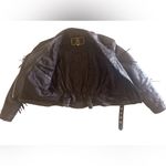 Vintage SHAF Black Leather Biker Jacket Fringe Motor Harley Davidson XL Motorcy Photo 2