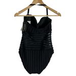 Kenneth Cole Tough Luxe Crochet Bandeau Black One-Piece Swimsuit Size Medium Photo 8