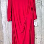 Taylor Woman 14W Crewneck 3/4 Sleeve Red Sheath Ruched Cinched Faux Wrap Dress Photo 0